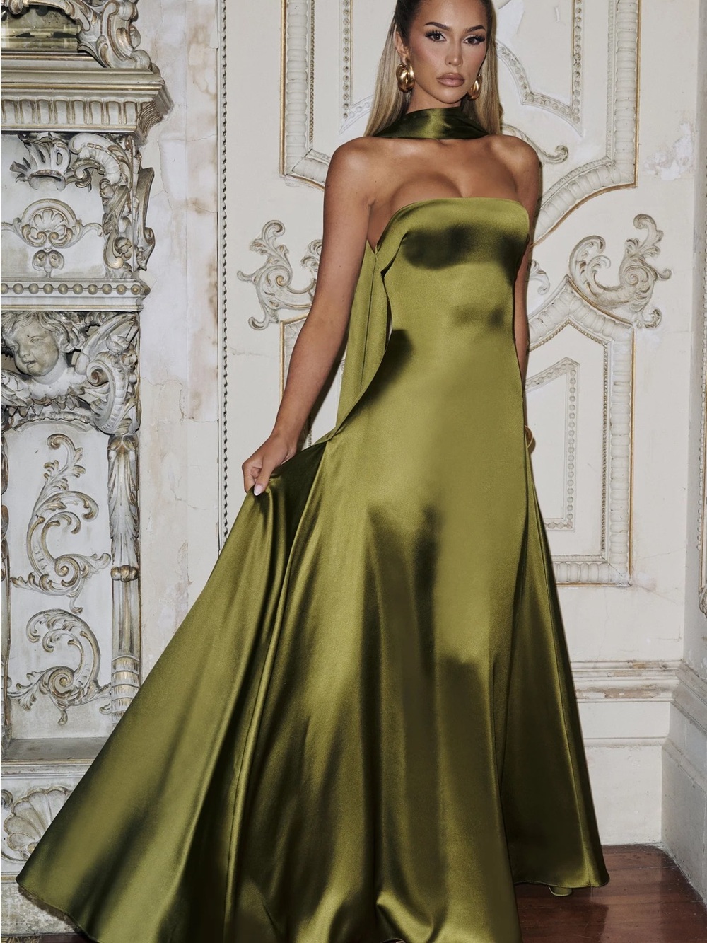 Baby Boo Morven Maxi Dress in Deep Olive